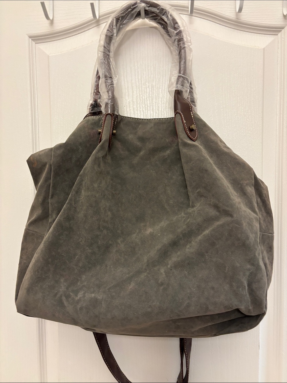 Twiggy LONDON Lined Purse Crossbody Tote Gray Large Double Handle New